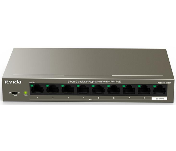 Tenda TEG1109P-8-102W PoE 8-portów 102W Gigabit Ethernet - 1375635 - zdjęcie 2
